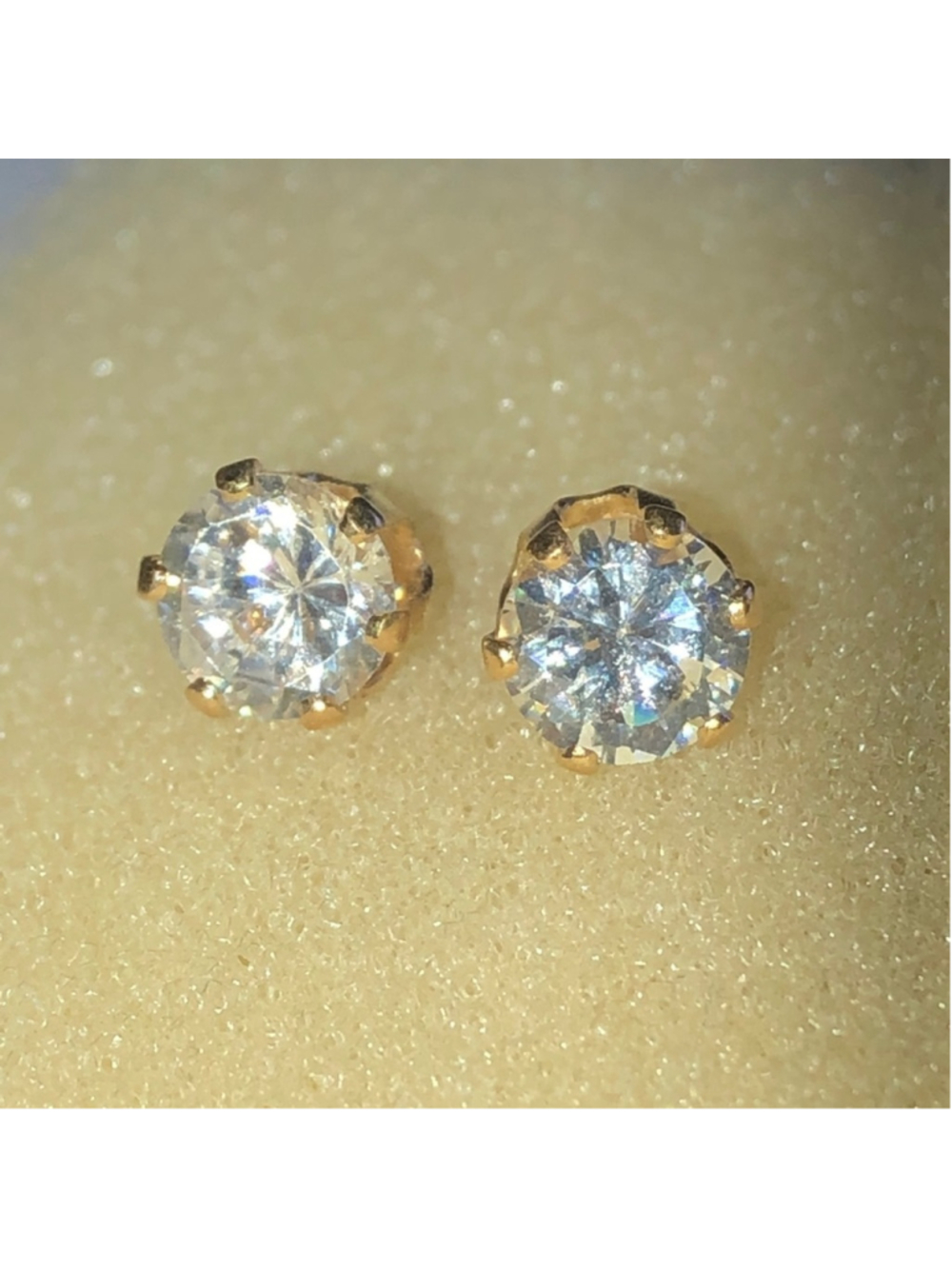 Gold Plated Sterling Silver L 925 Round Dainty Stud Earrings